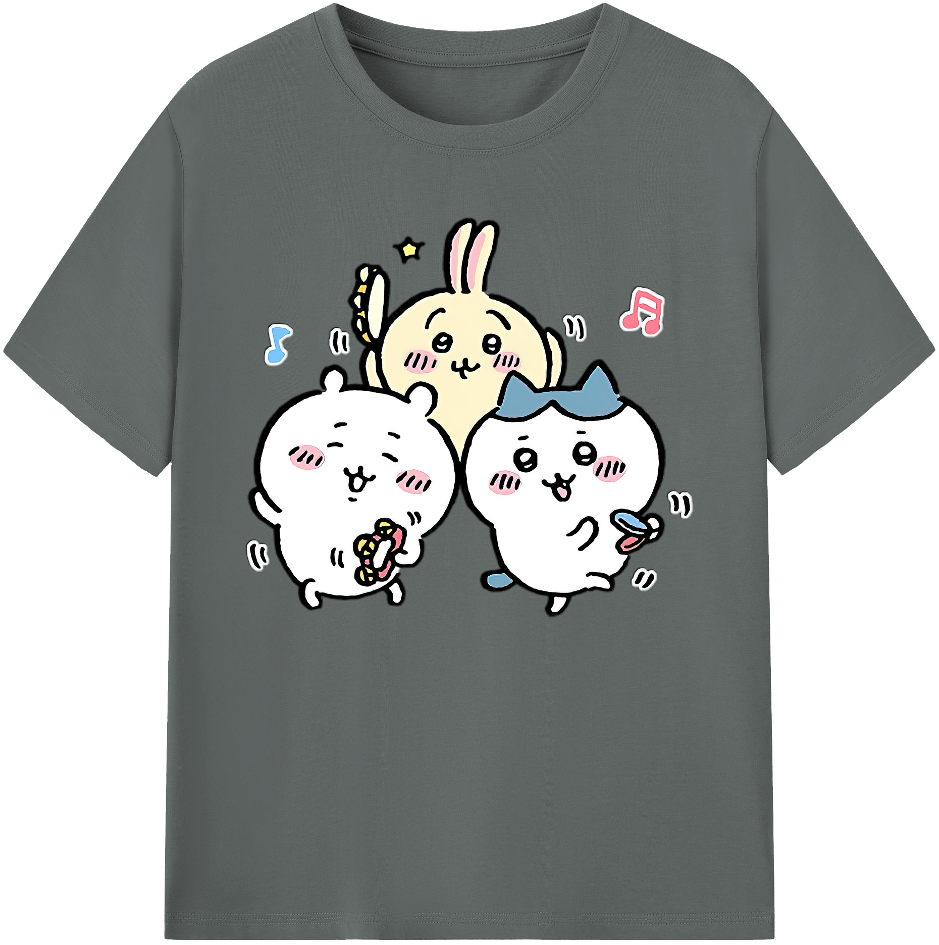 （画像用） ちいかわ ハチワレ Chii-kawa hachiware 綿100％ メンズ半袖Tシャツ｜肌触りやわらか＆通気性
